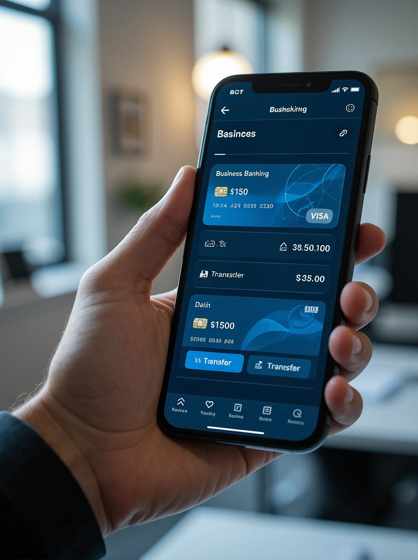 Net Cash Móvil: app de banca empresarial abierta en un teléfono